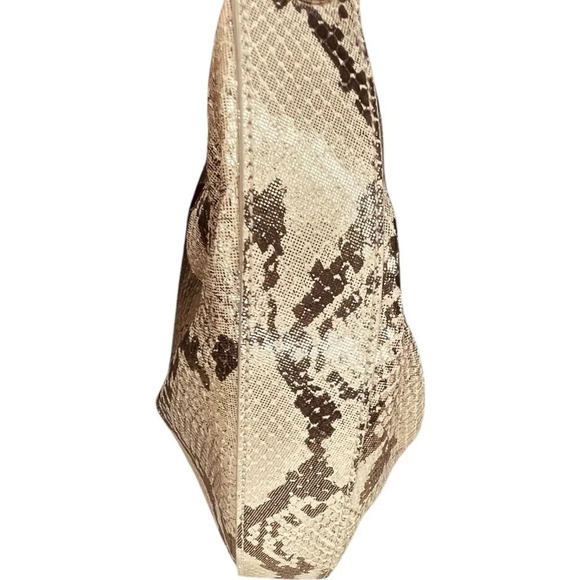 Donald J Pliner Couture Metallic Gold Snakeskin Baguette Shoulder Handbag - Picture 5 of 12